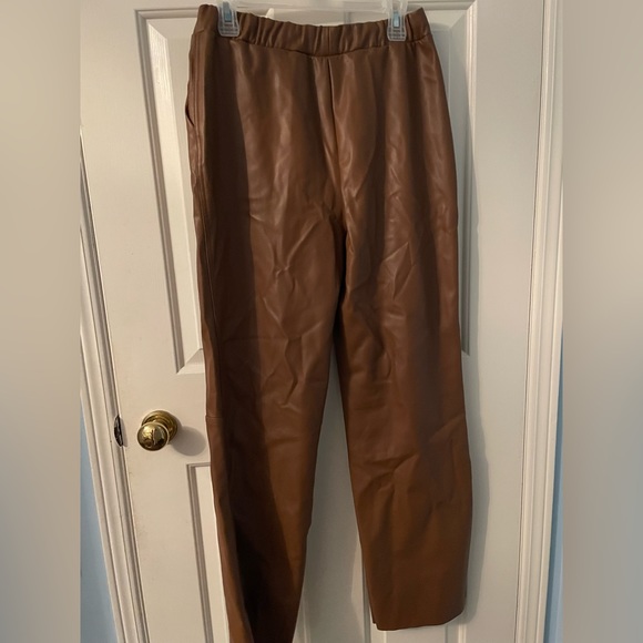 Vegan Leather Drawstring Brown Medium Pants - Picture 6 of 6